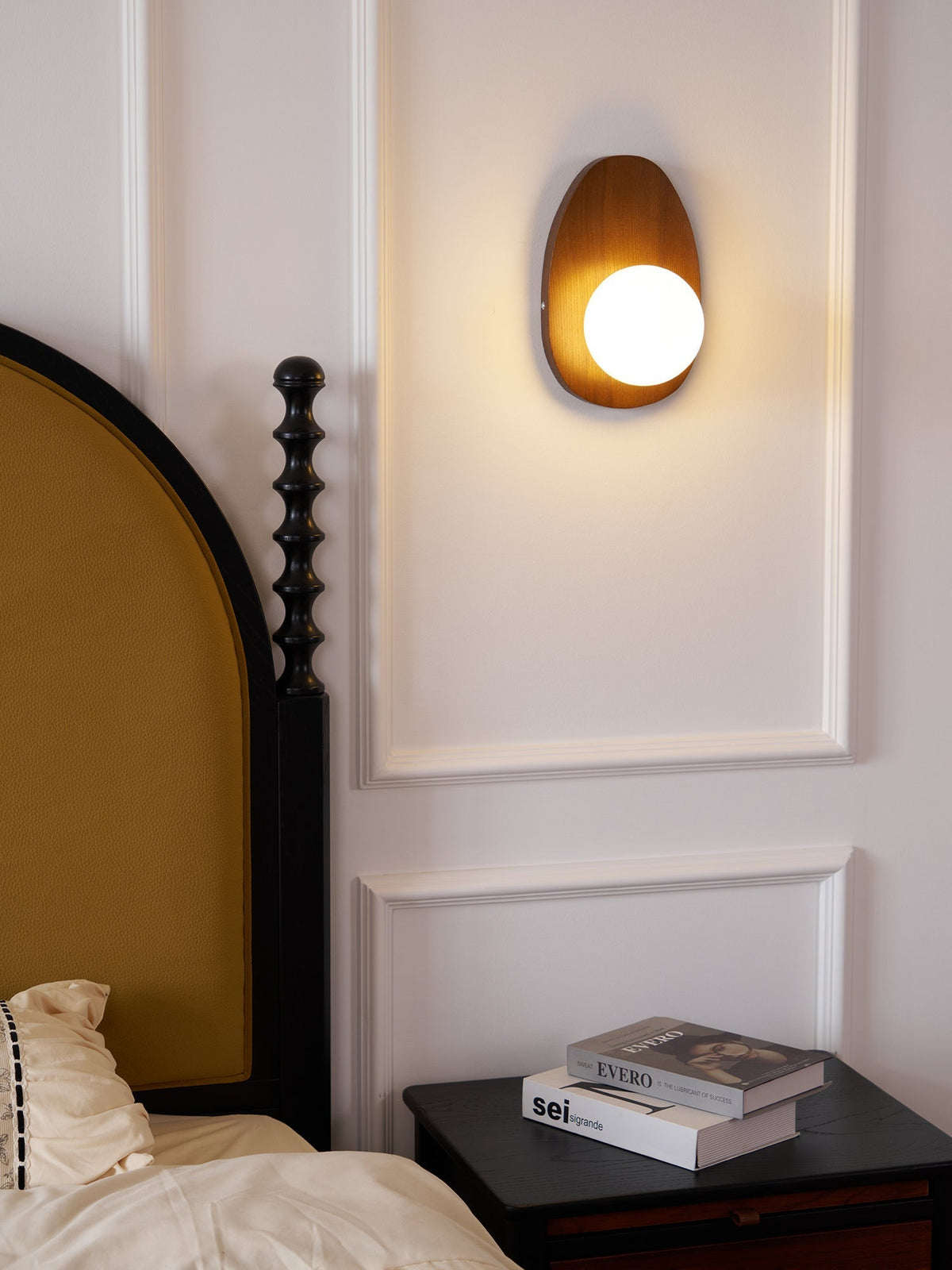 Nylaeiel lampada da parete in legno di noce con vetro