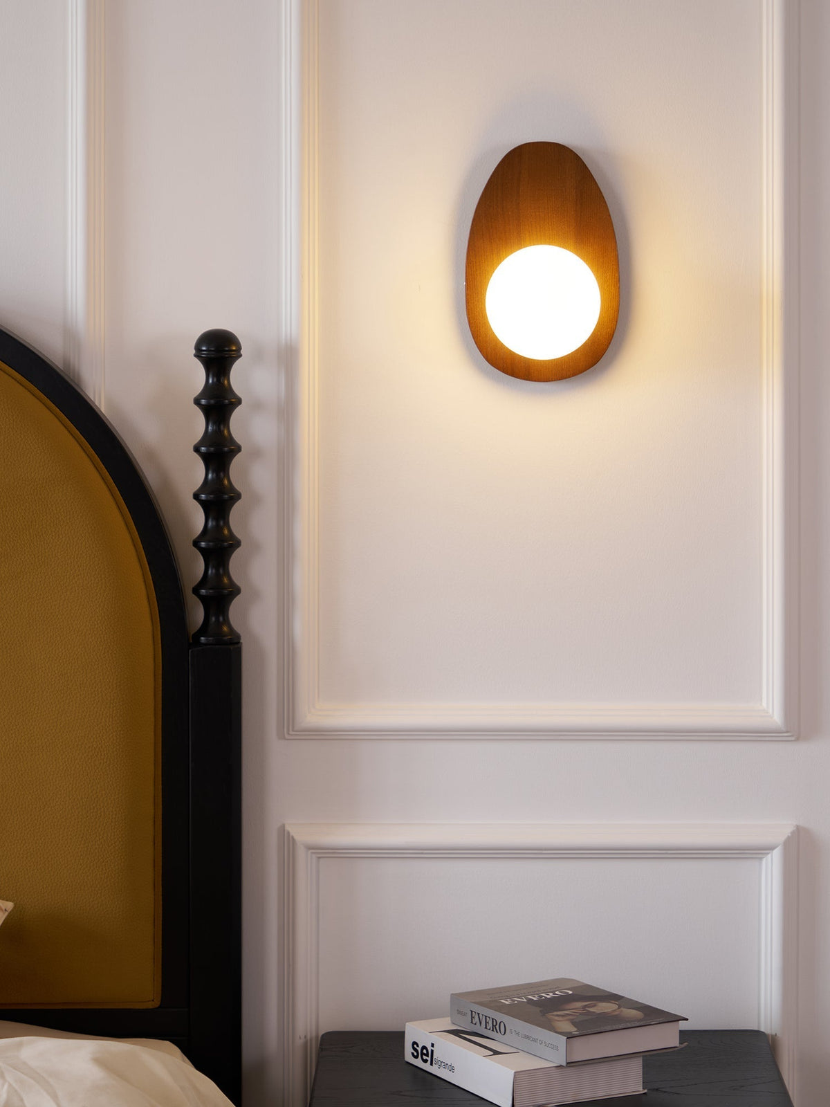 Nylaeiel lampada da parete in legno di noce con vetro