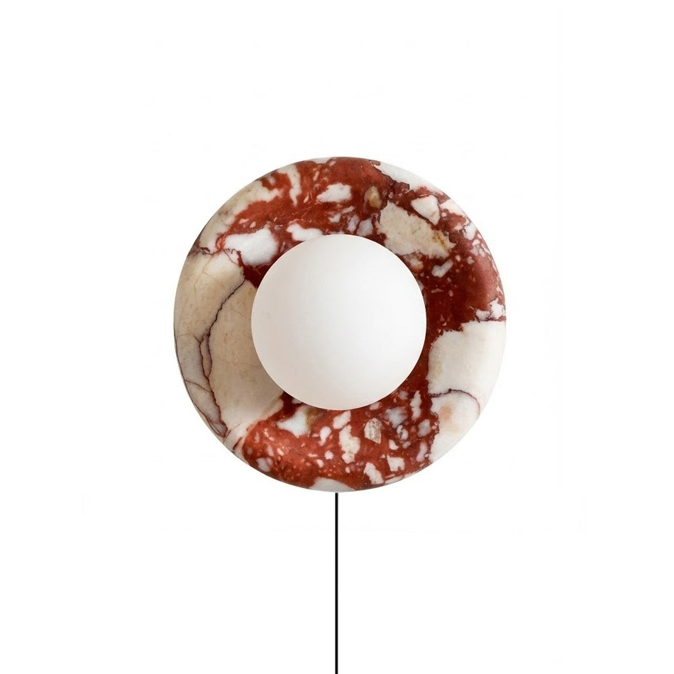 Vantheori lampada da parete in marmo rosso con spina