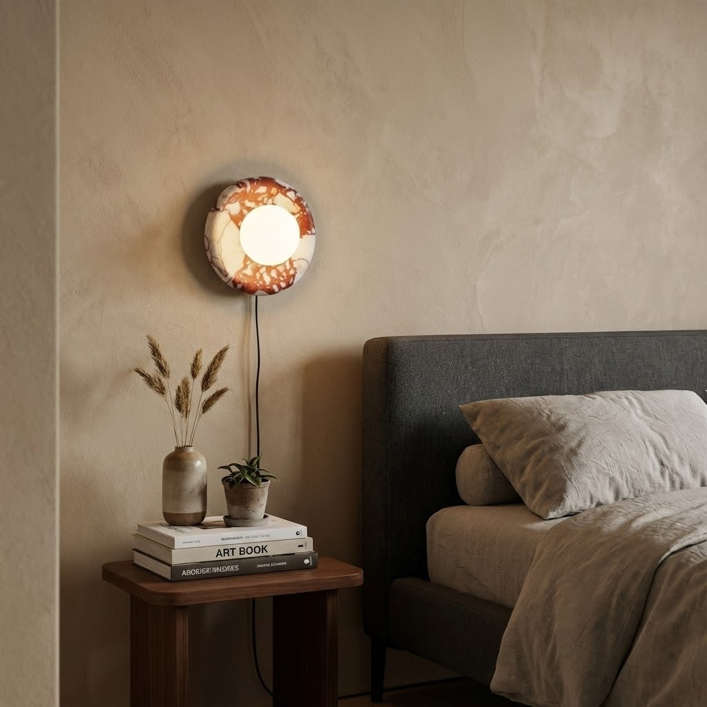 Vantheori lampada da parete in marmo rosso con spina