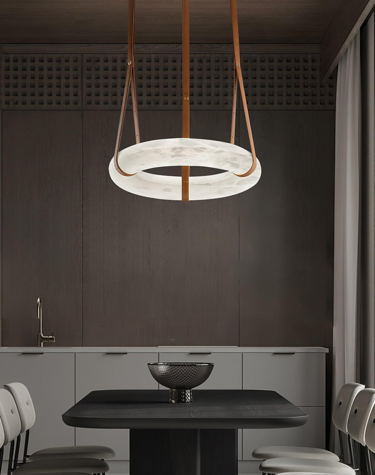 Lixor lampadario alabastro Cinghia in Pelle Versione a