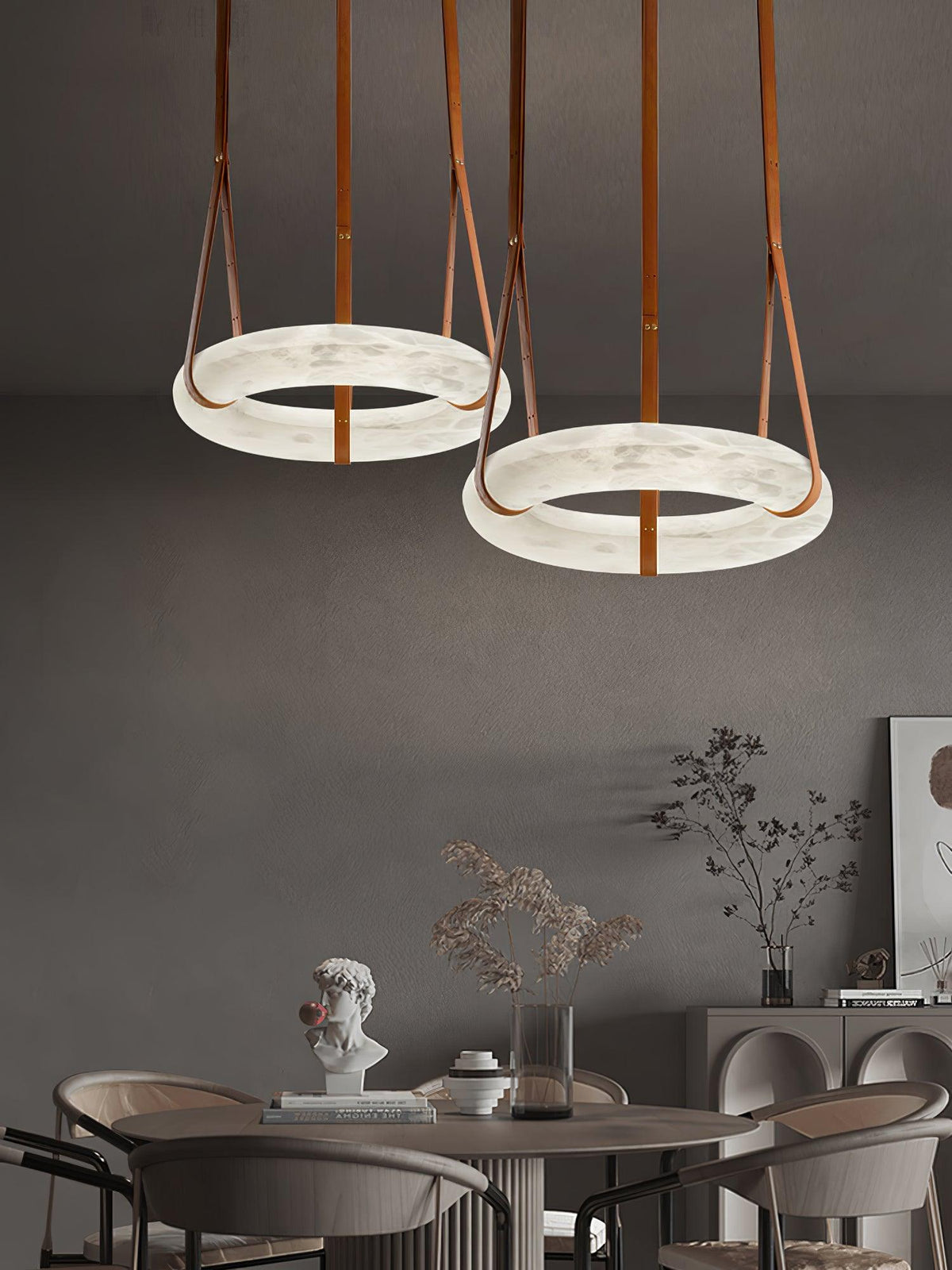 Lixor lampadario alabastro Cinghia in Pelle Versione a