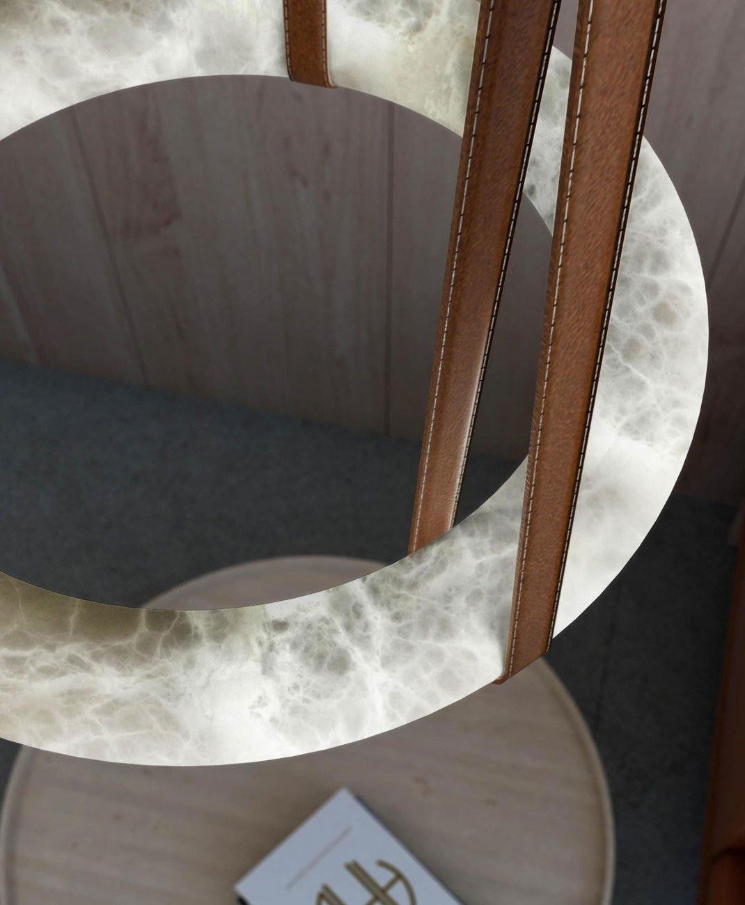 Lixor lampadario alabastro Cinghia in Pelle Versione a