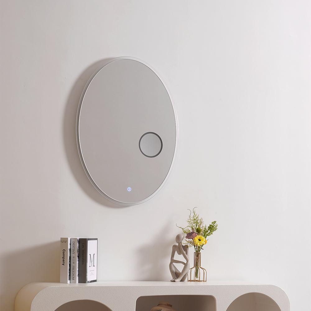 Ovariel Specchio ovale in plastica con luce da parete