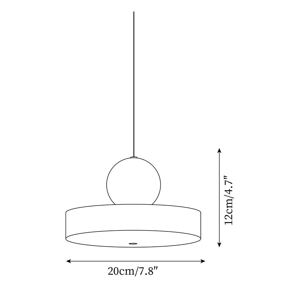 Lampada a sospensione Corpo in metallo, paralume sferico rosso, design moderno retro