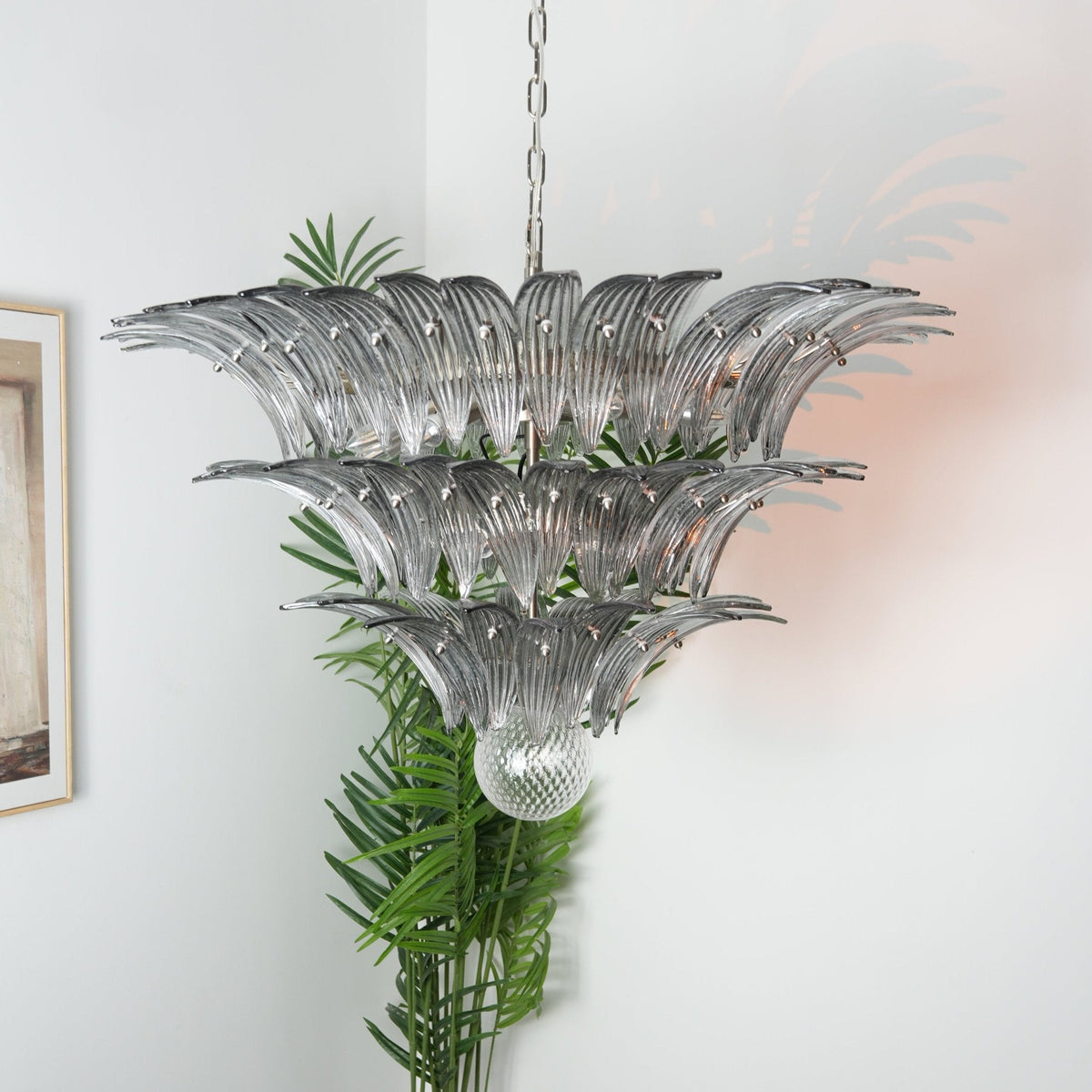 Eirivelle lampadario vetro Murano foglia di Palma a Livelli