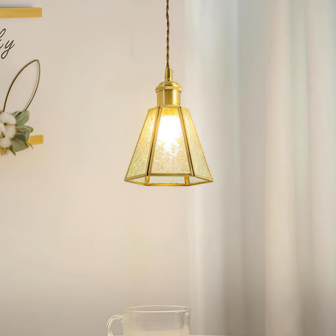 Arvane lampada a sospensione elegante in ottone e vetro