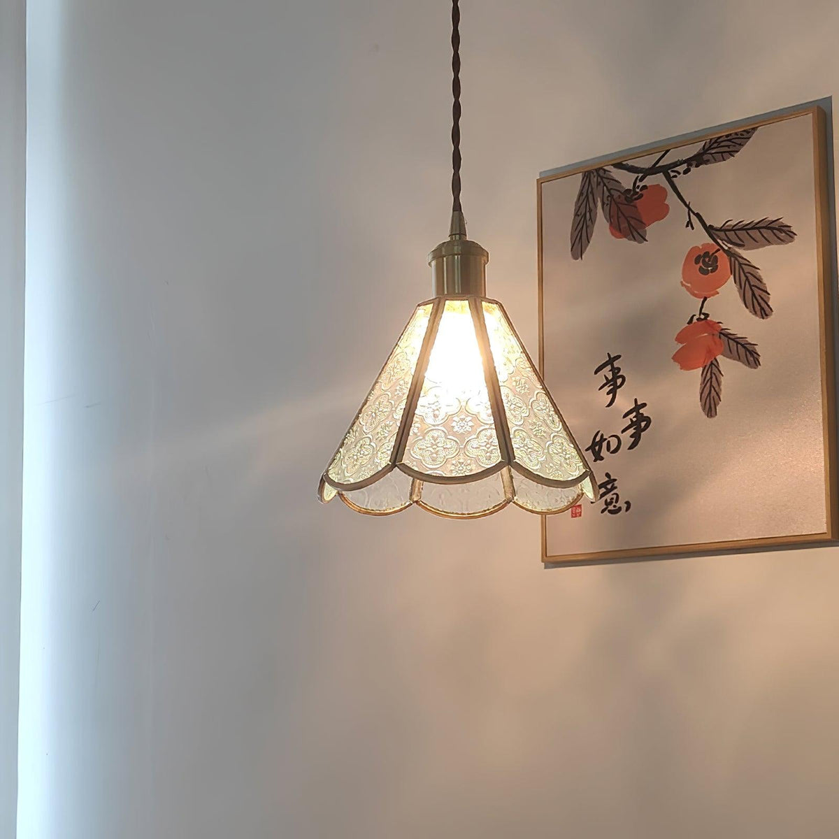 Arvane lampada a sospensione elegante in ottone e vetro