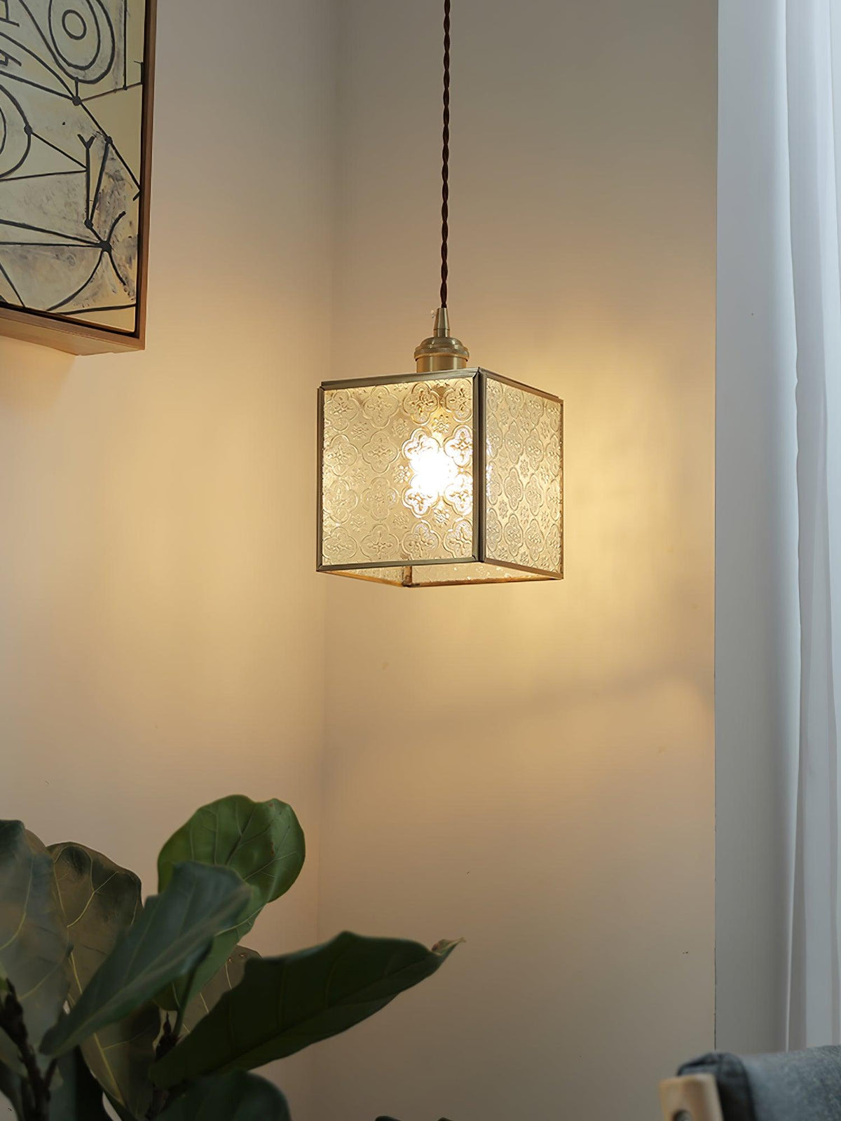 Arvane lampada a sospensione elegante in ottone e vetro