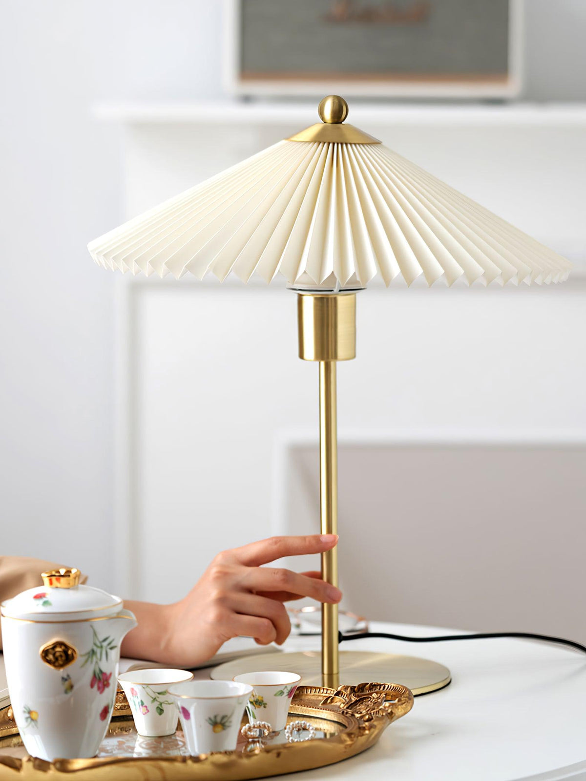 Camirir lampada da tavolo a Parasole Pleatato