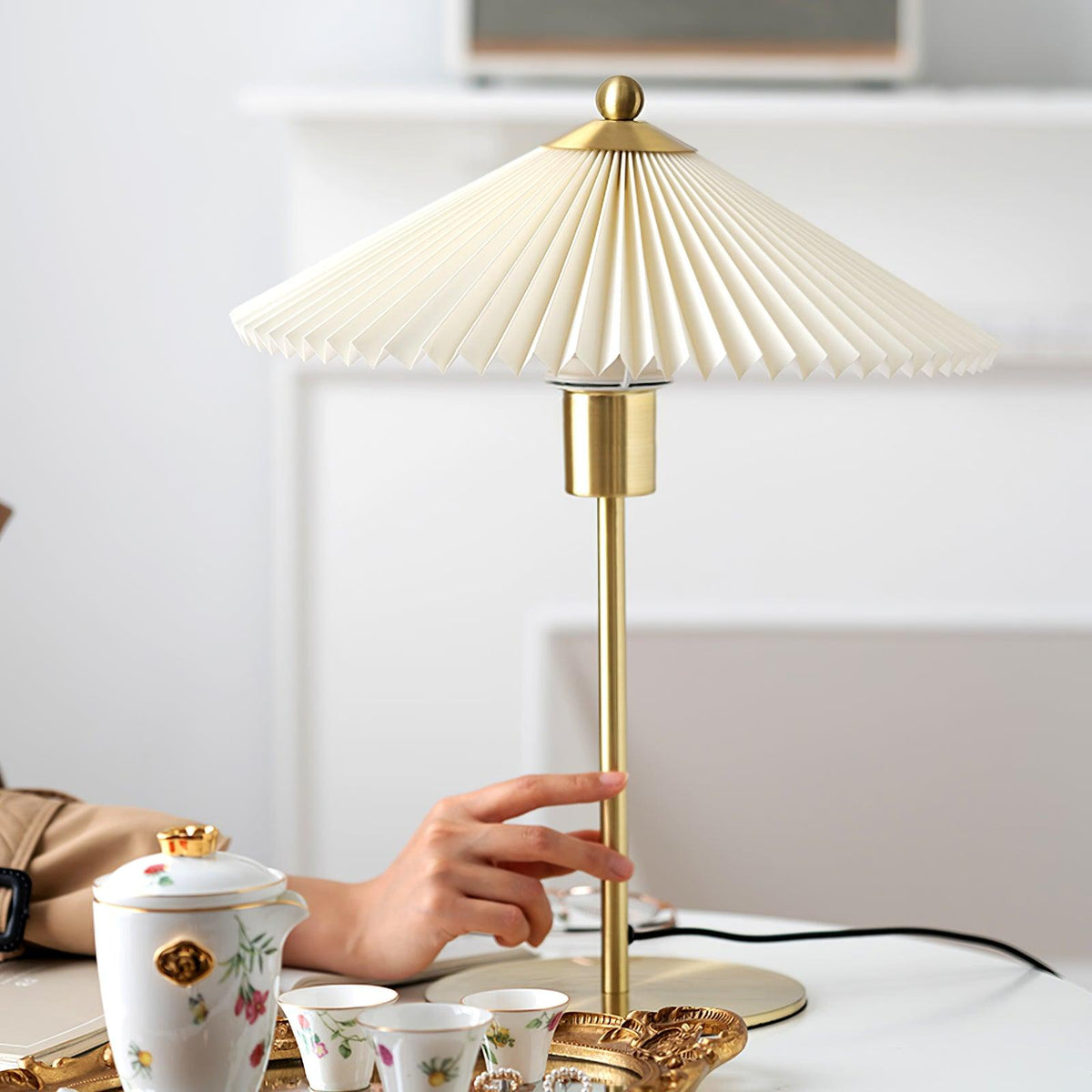 Camirir lampada da tavolo a Parasole Pleatato