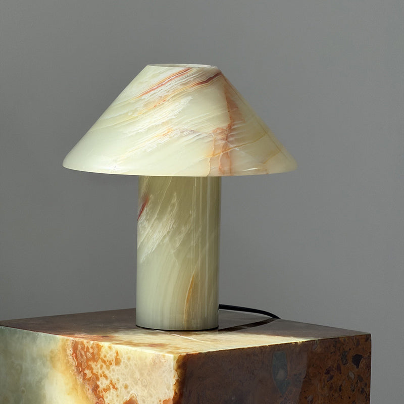 Pillar lampada da tavolo in pietra Onyx ciano