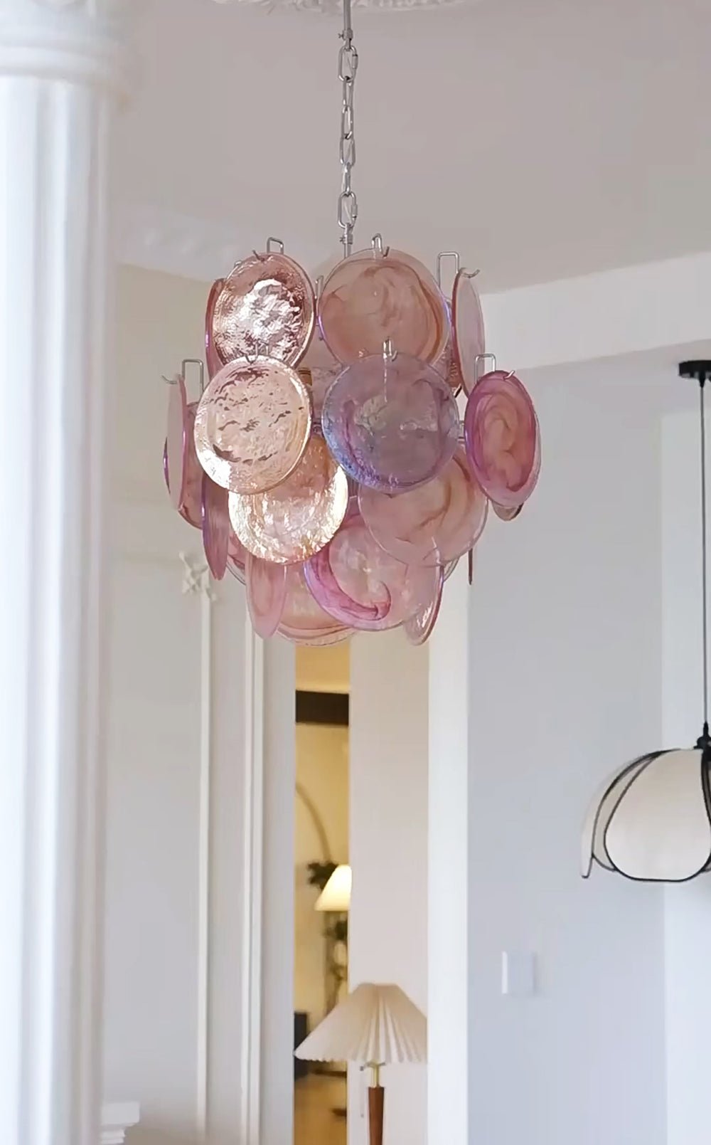 Celisaria lampadario Dischi in vetro Murano Rosa Stile vintage