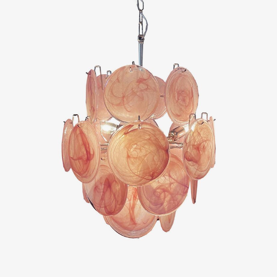Celisaria lampadario Dischi in vetro Murano Rosa Stile vintage