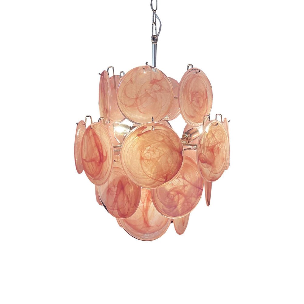 Celisaria lampadario Dischi in vetro Murano Rosa Stile vintage