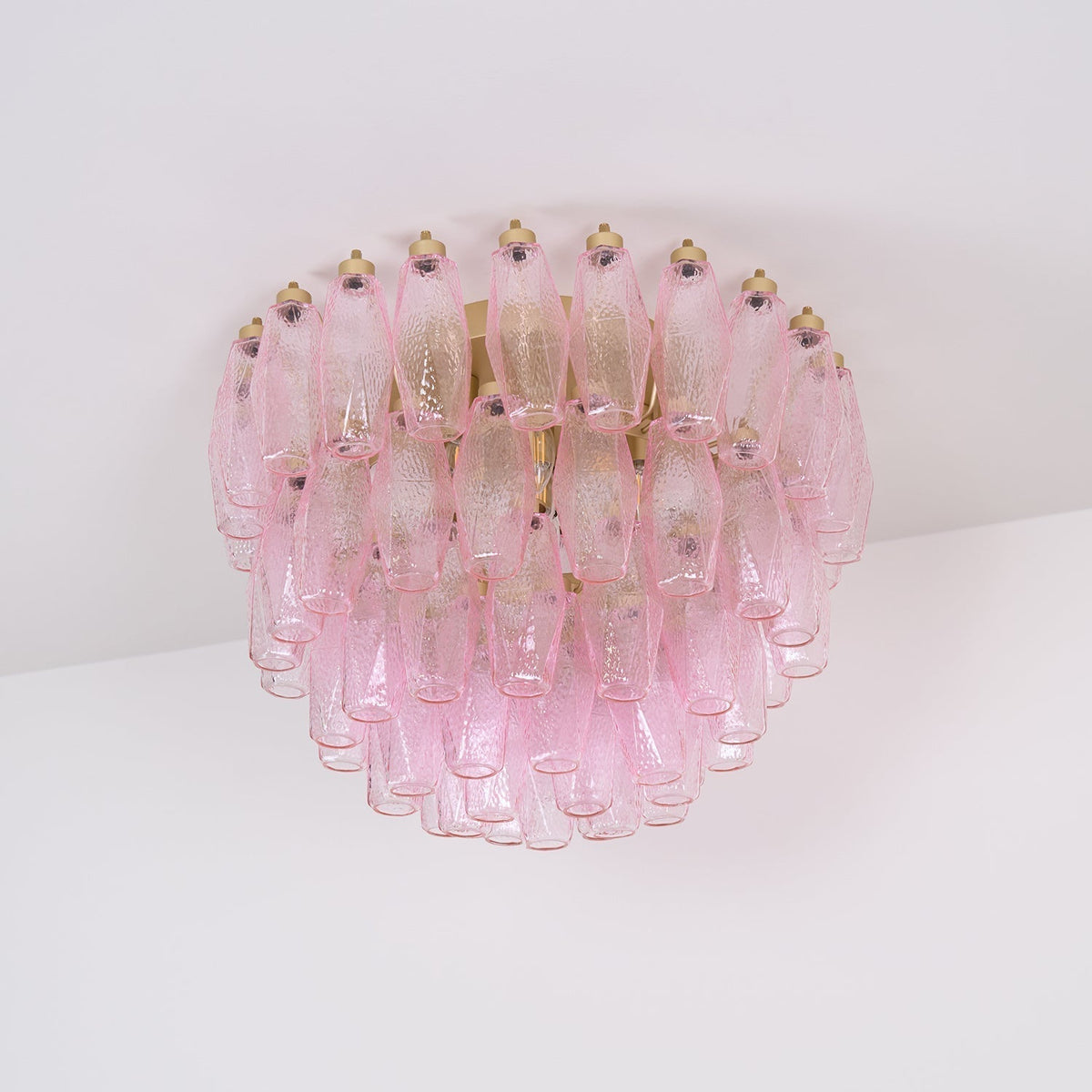 Celelaya plafoniera Poliedri in vetro di Murano Rosa Stratificato