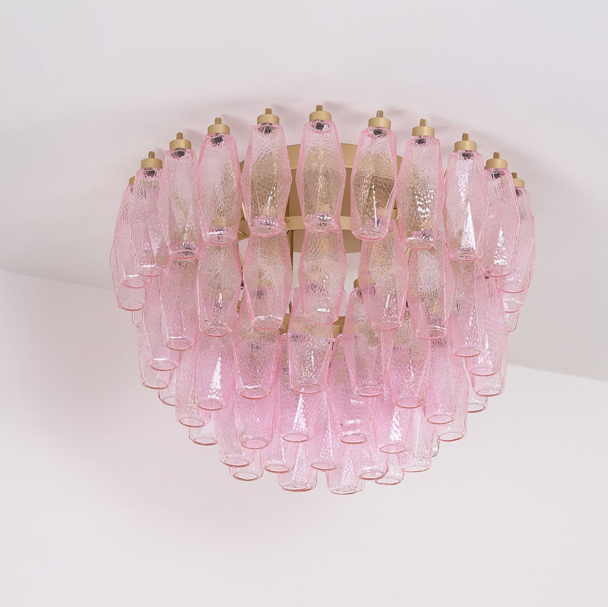 Celelaya plafoniera Poliedri in vetro di Murano Rosa Stratificato