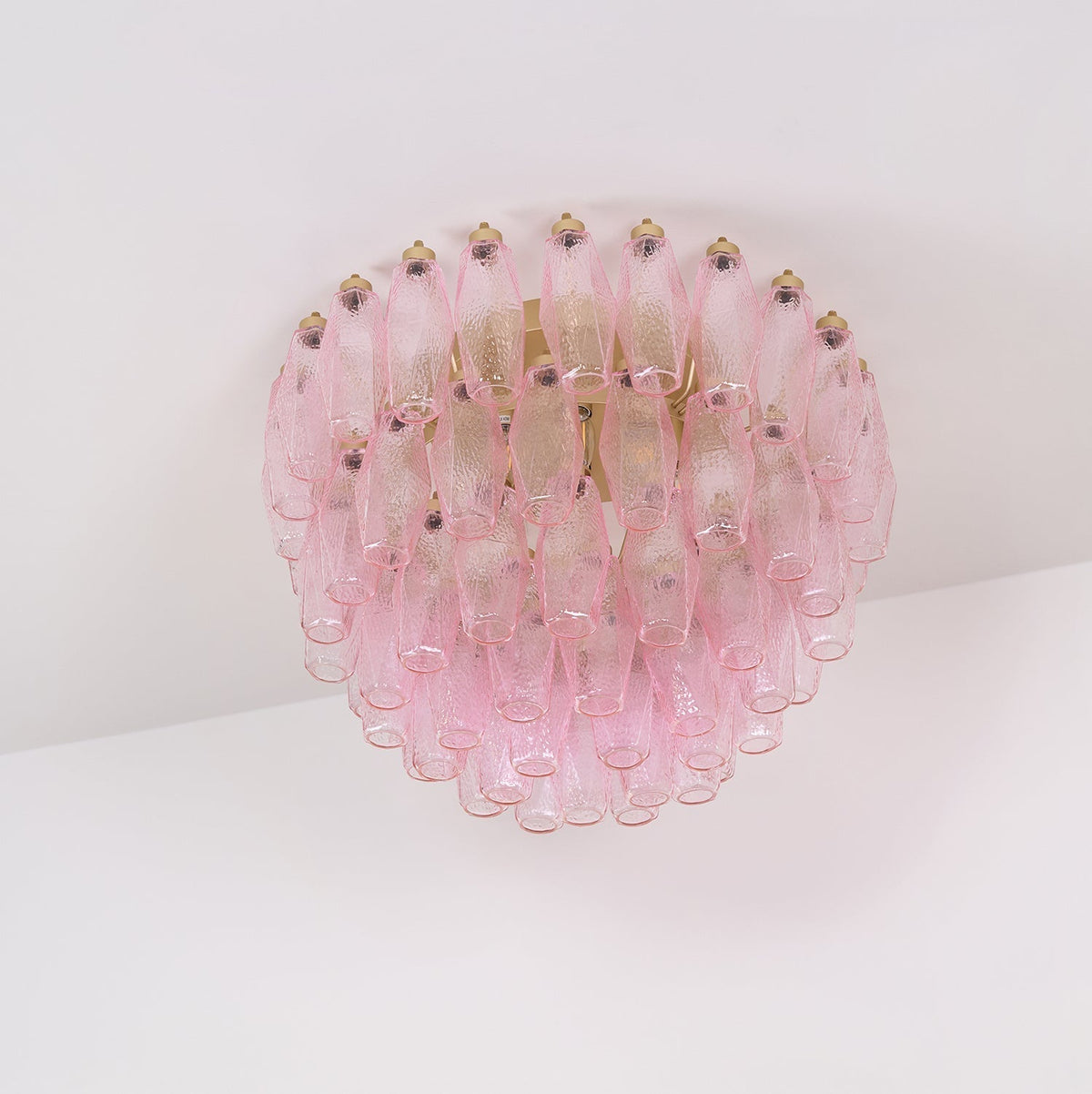 Celelaya plafoniera Poliedri in vetro di Murano Rosa Stratificato