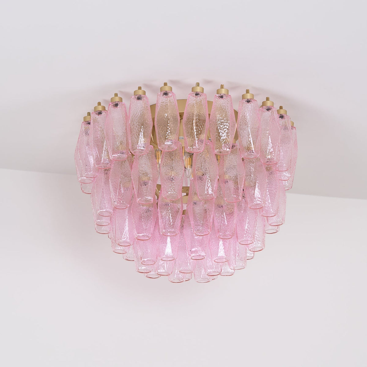 Celelaya plafoniera Poliedri in vetro di Murano Rosa Stratificato