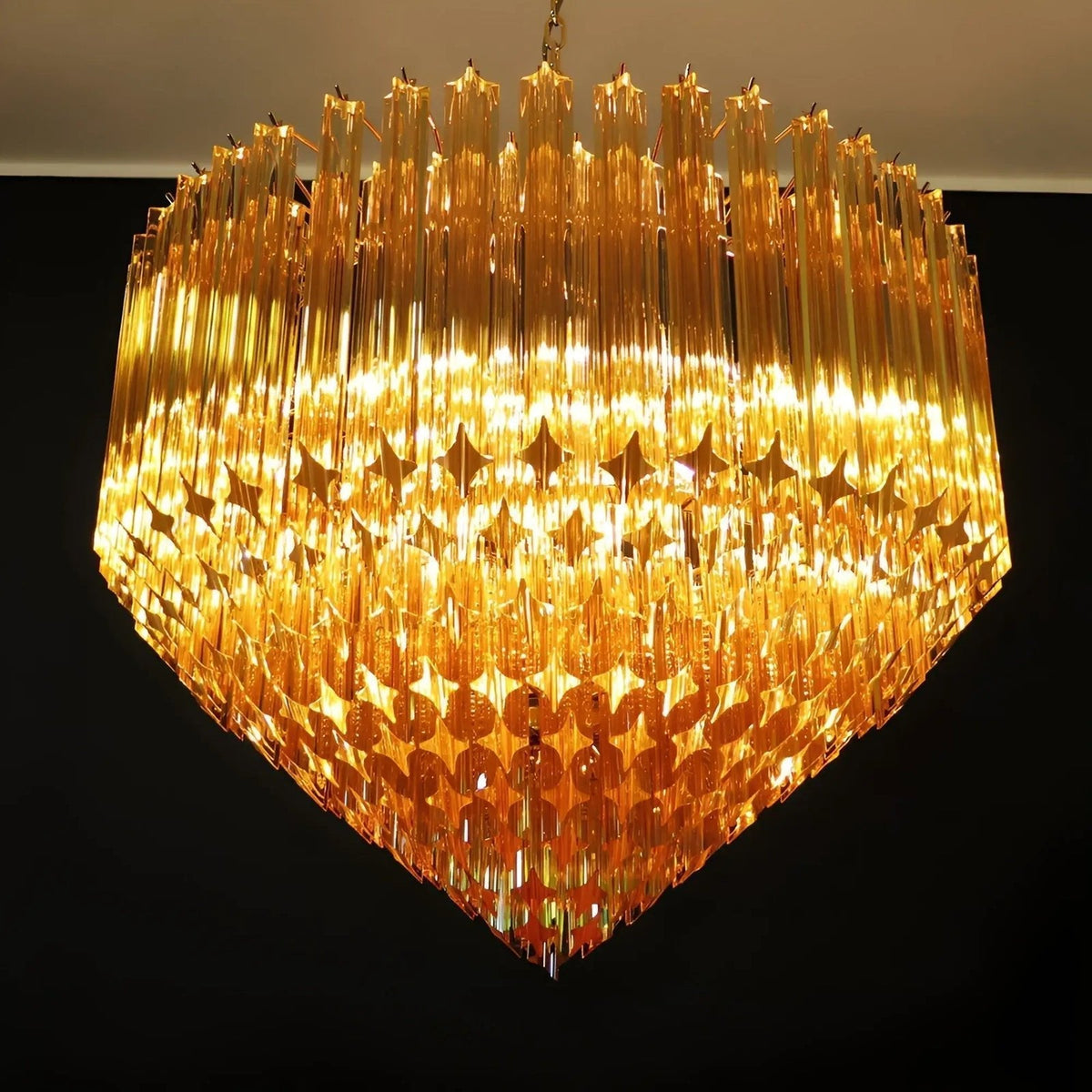 Celiselle lampadario in vetro di Murano ambra Prism Grand Art