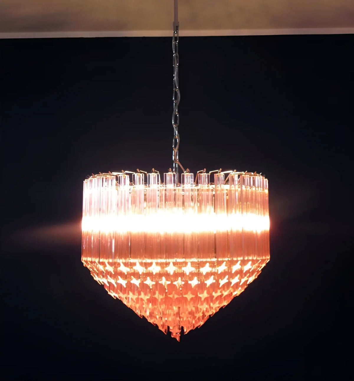 Celelaria lampadario Prismi Geometrici in vetro Rosa