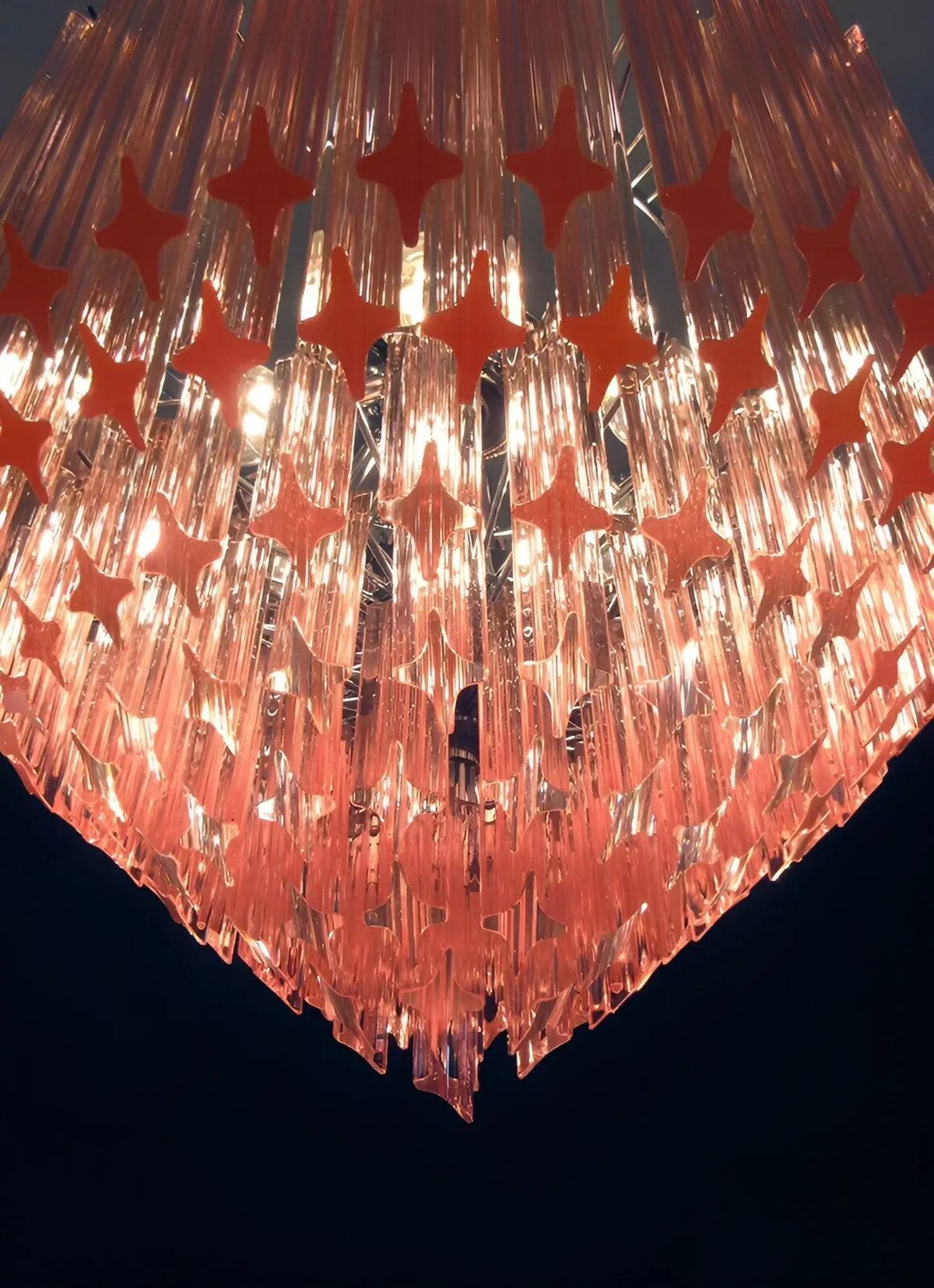 Celelaria lampadario Prismi Geometrici in vetro Rosa