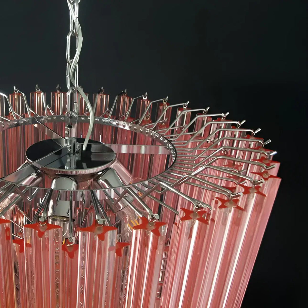 Celelaria lampadario Prismi Geometrici in vetro Rosa