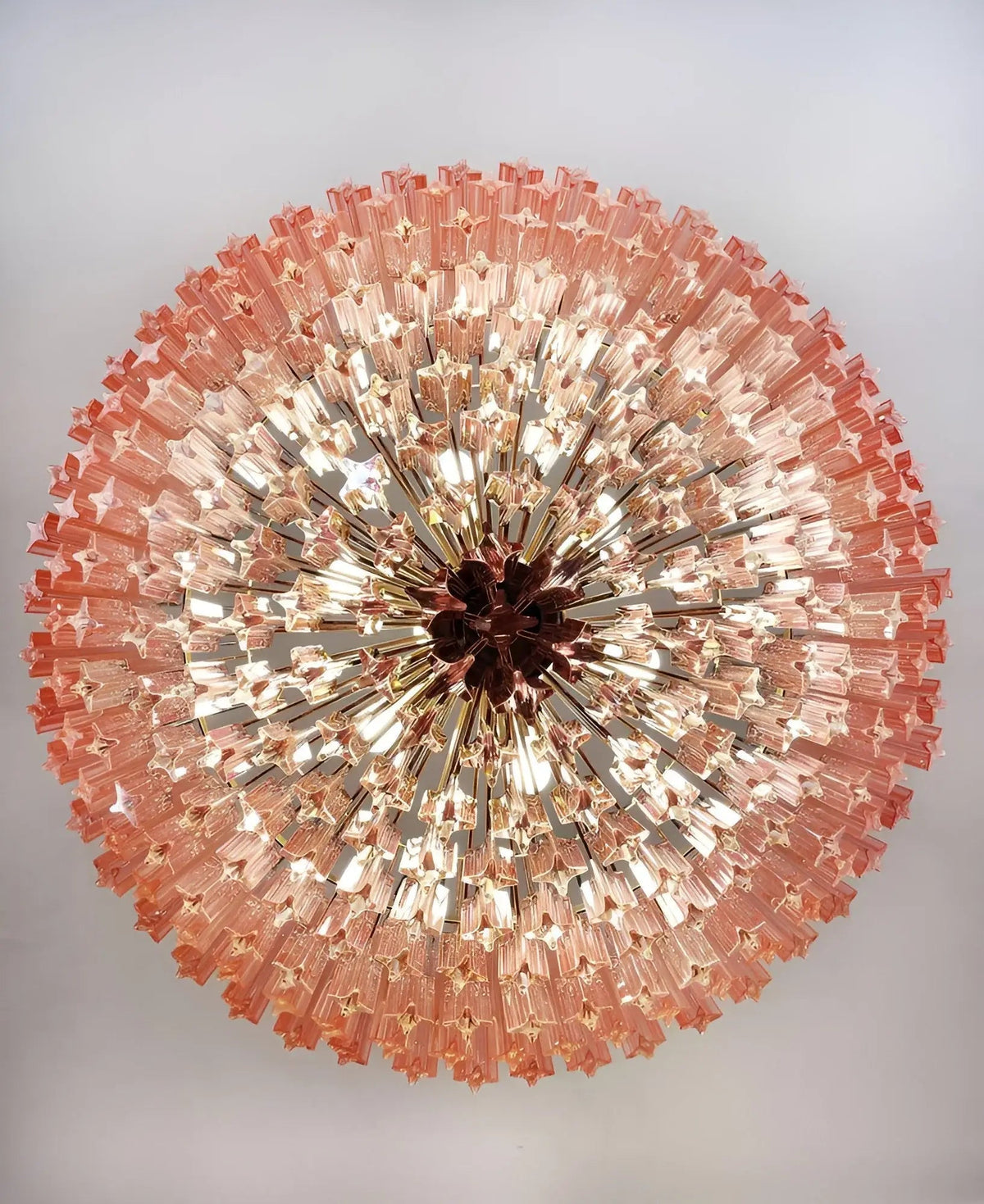 Celelaria lampadario Prismi Geometrici in vetro Rosa