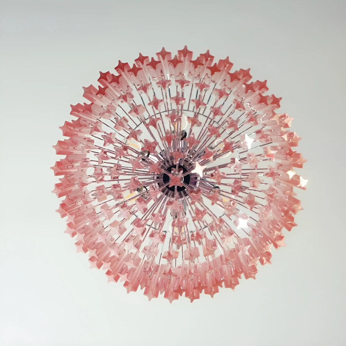 Celelaria lampadario Prismi Geometrici in vetro Rosa