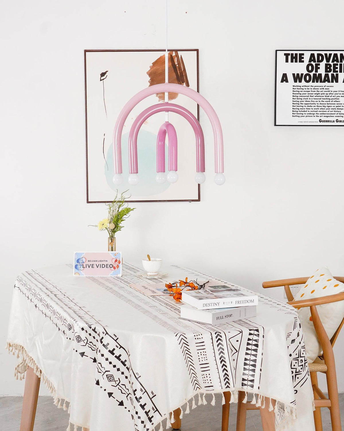 Lampada a sospensione Rainbow Arc moderna in metallo per soggiorno e sala da pranzo
