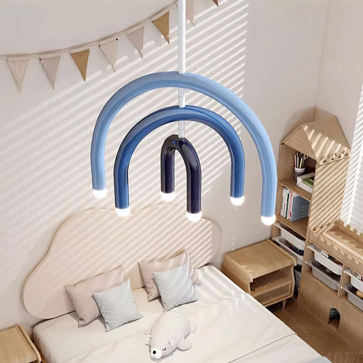 Lampada a sospensione Rainbow Arc moderna in metallo per soggiorno e sala da pranzo
