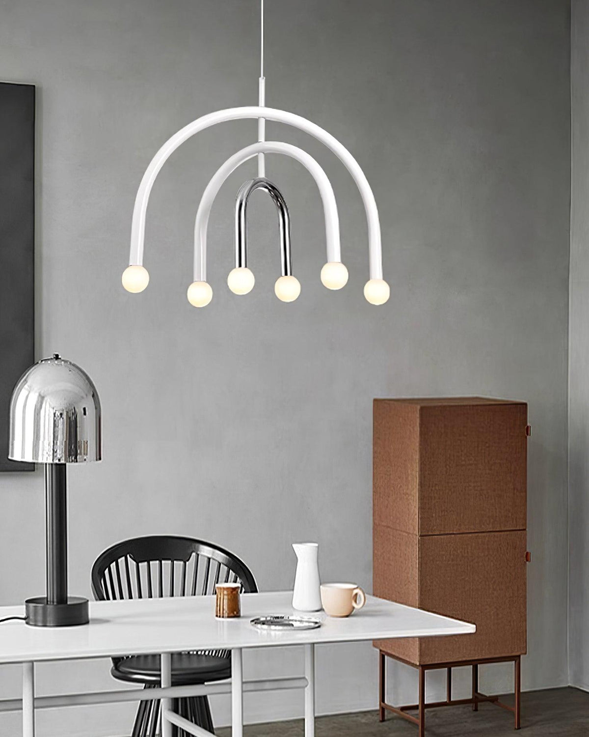 Lampada a sospensione Rainbow Arc moderna in metallo per soggiorno e sala da pranzo