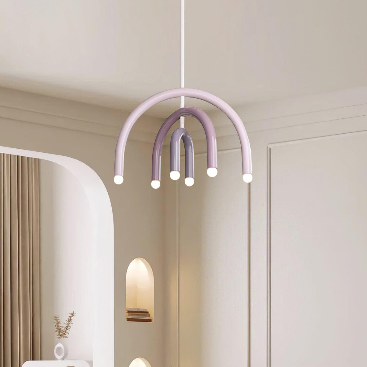 Lampada a sospensione Rainbow Arc moderna in metallo per soggiorno e sala da pranzo