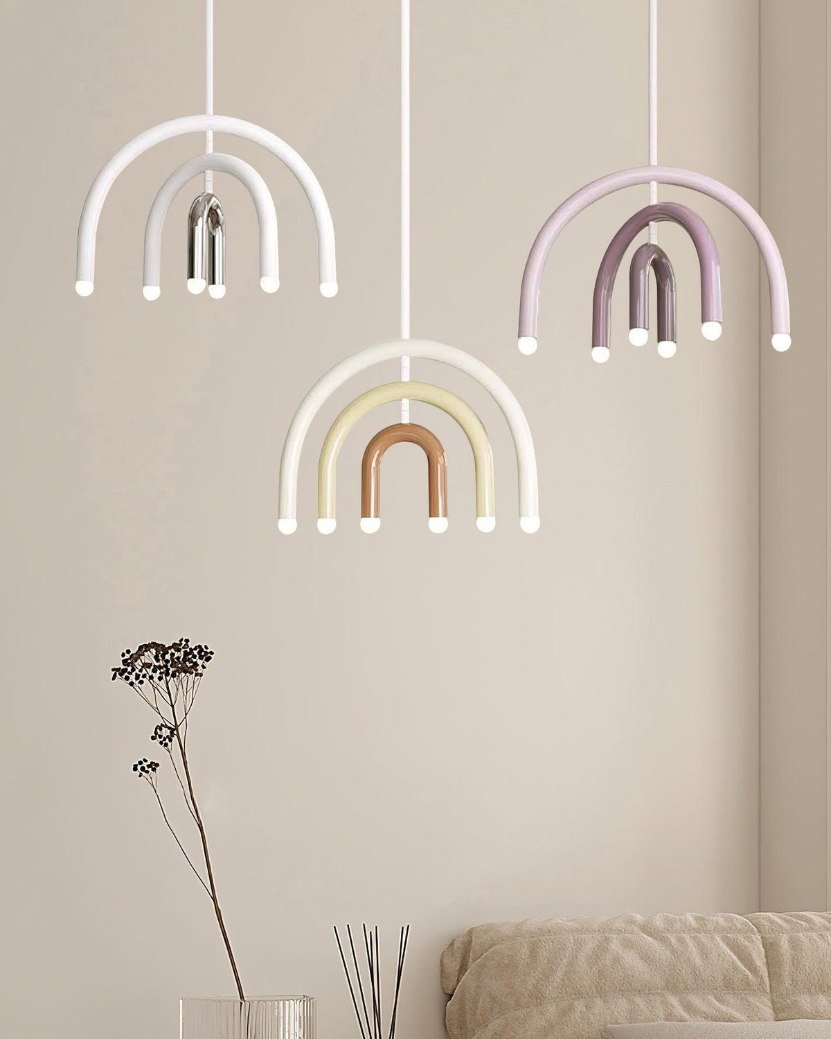 Lampada a sospensione Rainbow Arc moderna in metallo per soggiorno e sala da pranzo