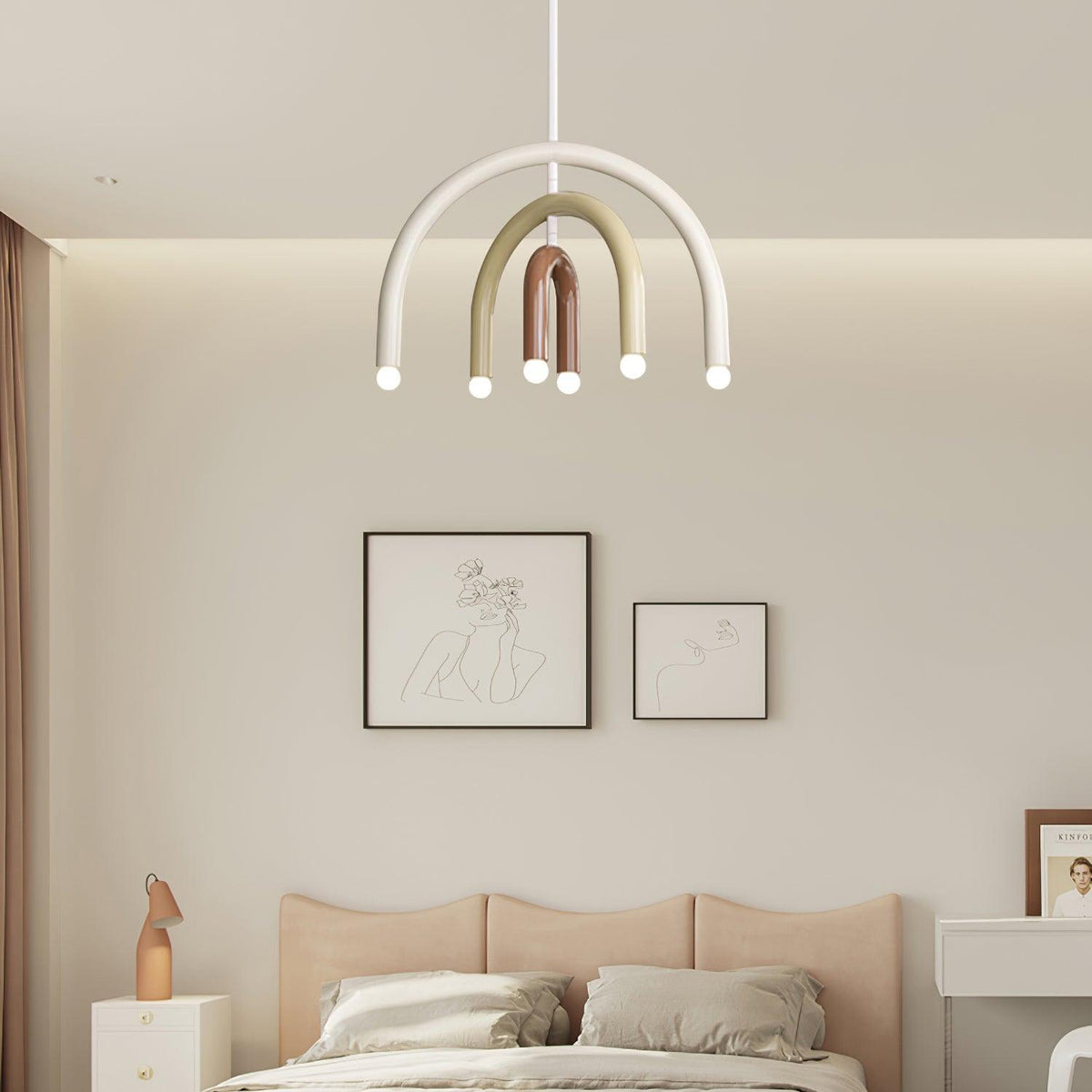 Lampada a sospensione Rainbow Arc moderna in metallo per soggiorno e sala da pranzo