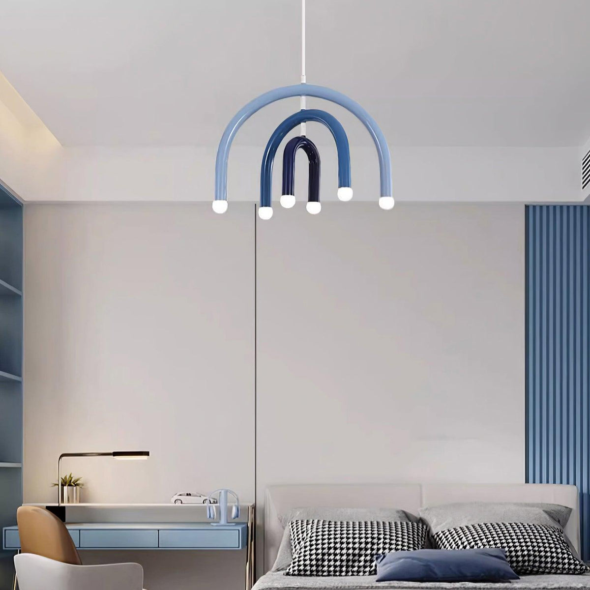Lampada a sospensione Rainbow Arc moderna in metallo per soggiorno e sala da pranzo