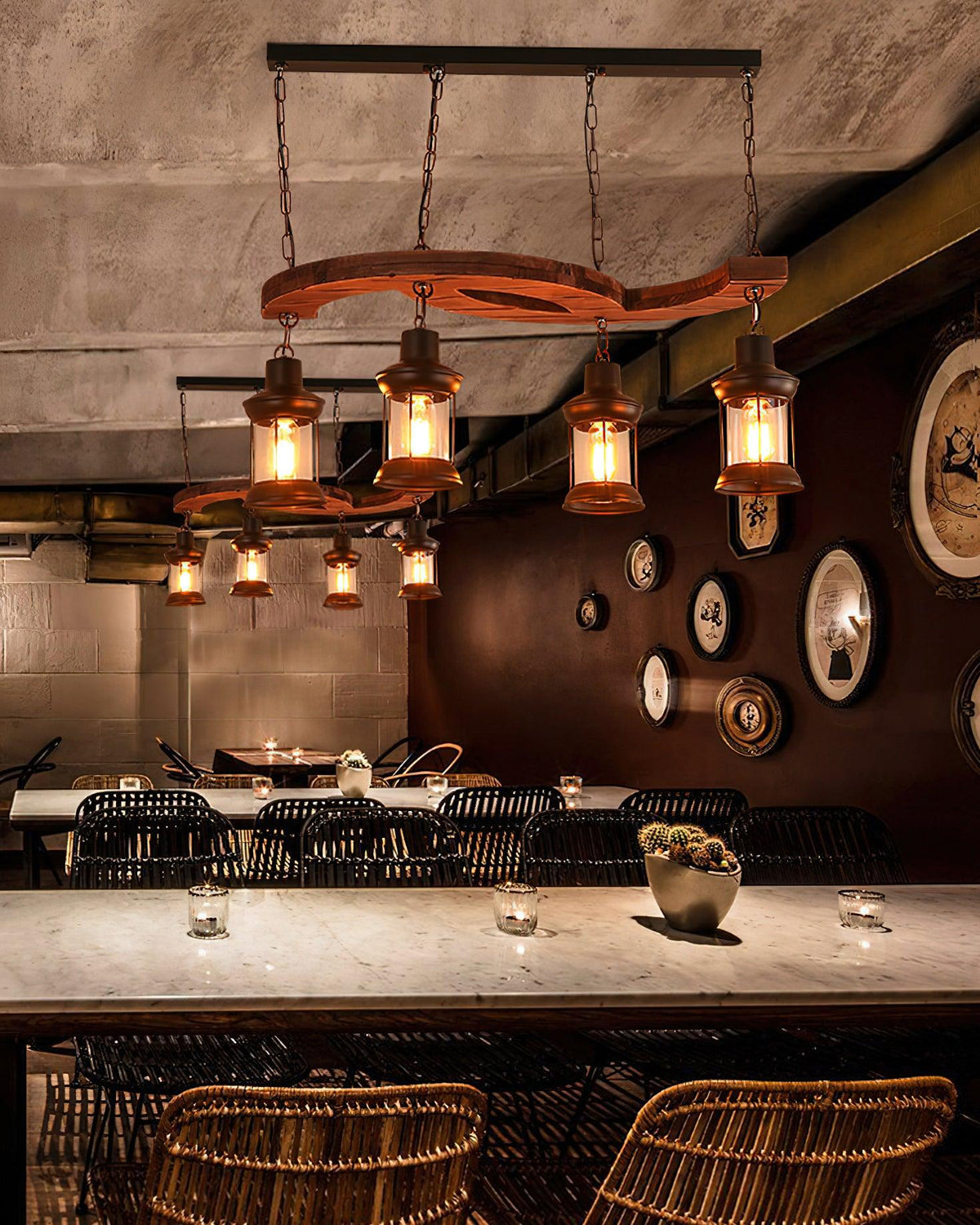 Tavlen lampadario legno vintage Curvo