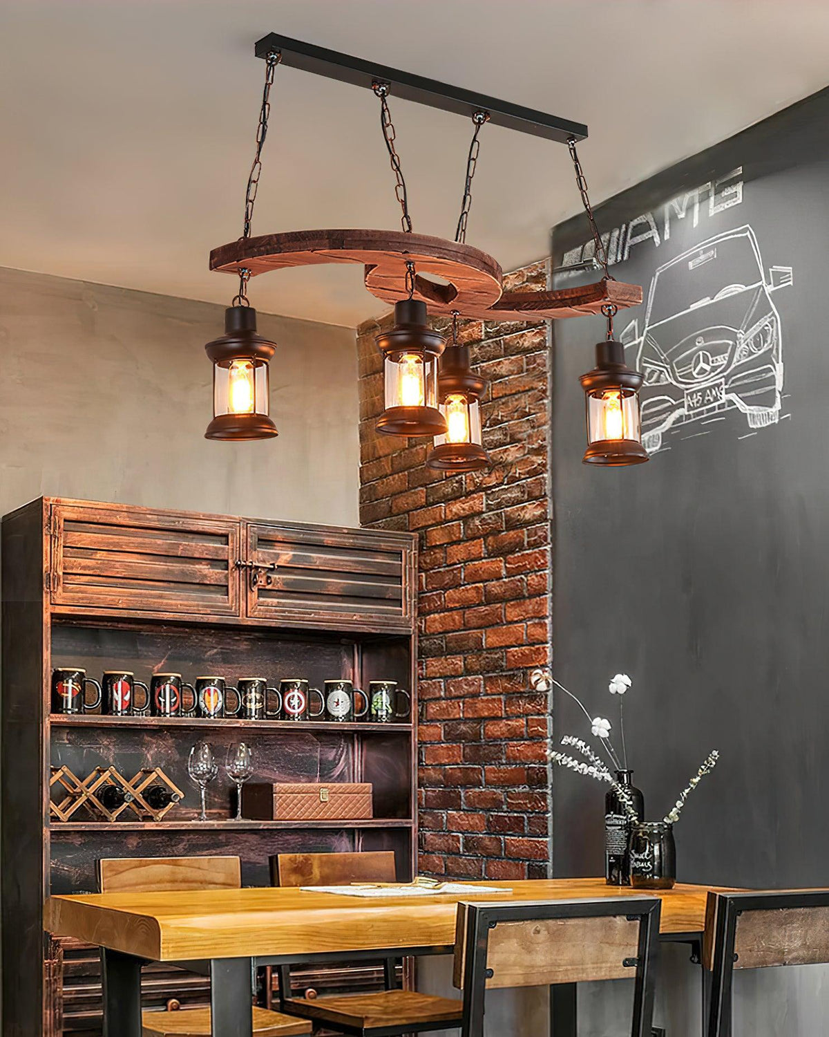Tavlen lampadario legno vintage Curvo