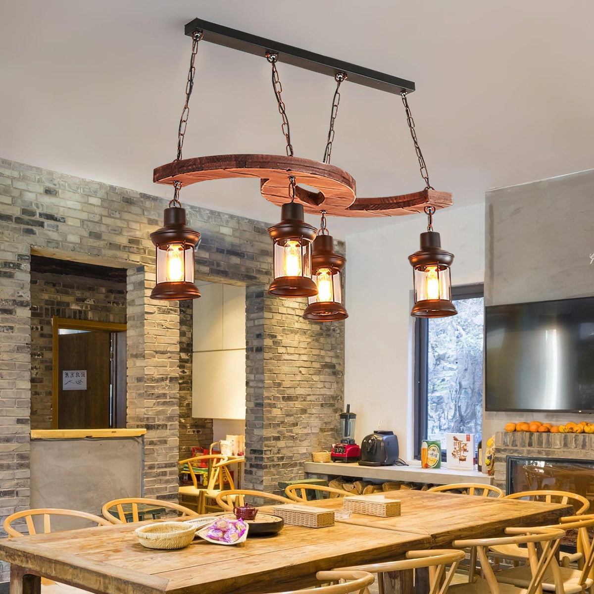 Tavlen lampadario legno vintage Curvo