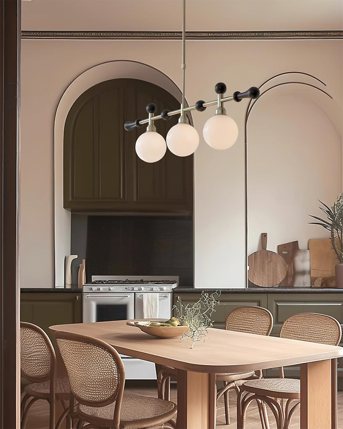 Lampadario lineare Globale LED/a Incandescenza per sala da pranzo Isola Cucina a globo