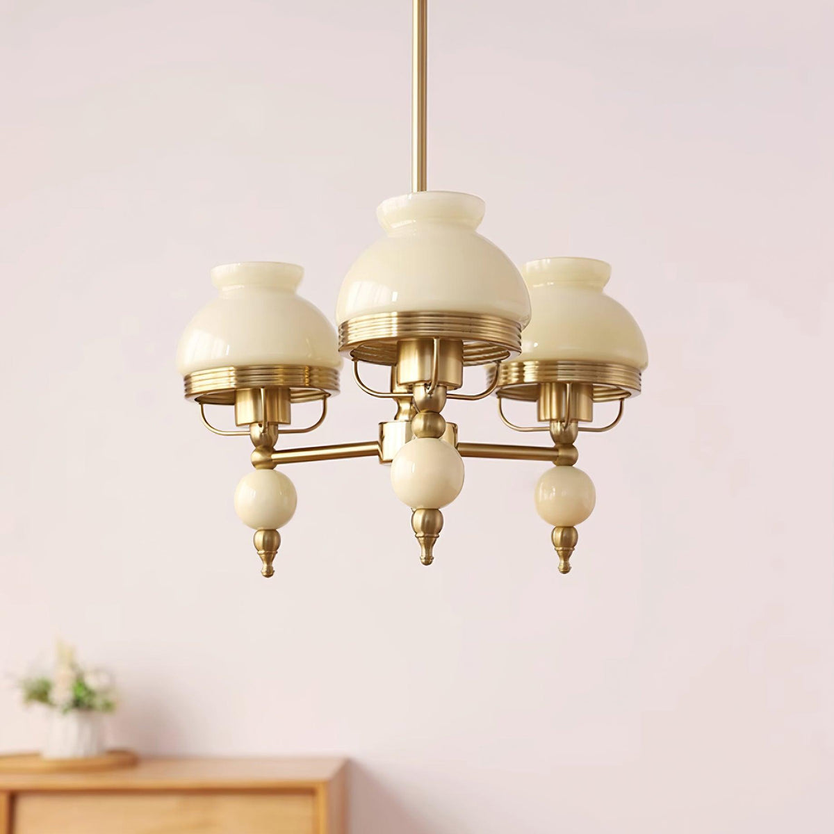Lampadario in vetro e metallo per sala da pranzo o soggiorno vintage