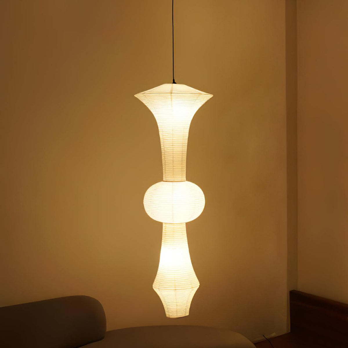 Lunirena lampada a sospensione Washi Paper E per soggiorno