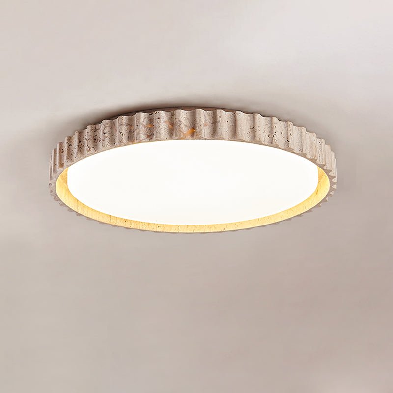 Obsidian lampada da soffitto anello a listelli in travertino