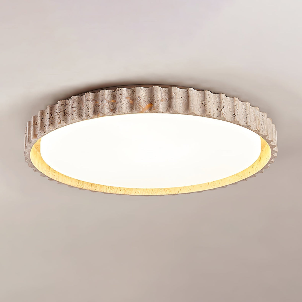 Obsidian lampada da soffitto anello a listelli in travertino