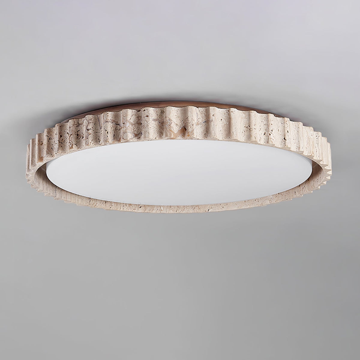 Obsidian lampada da soffitto anello a listelli in travertino
