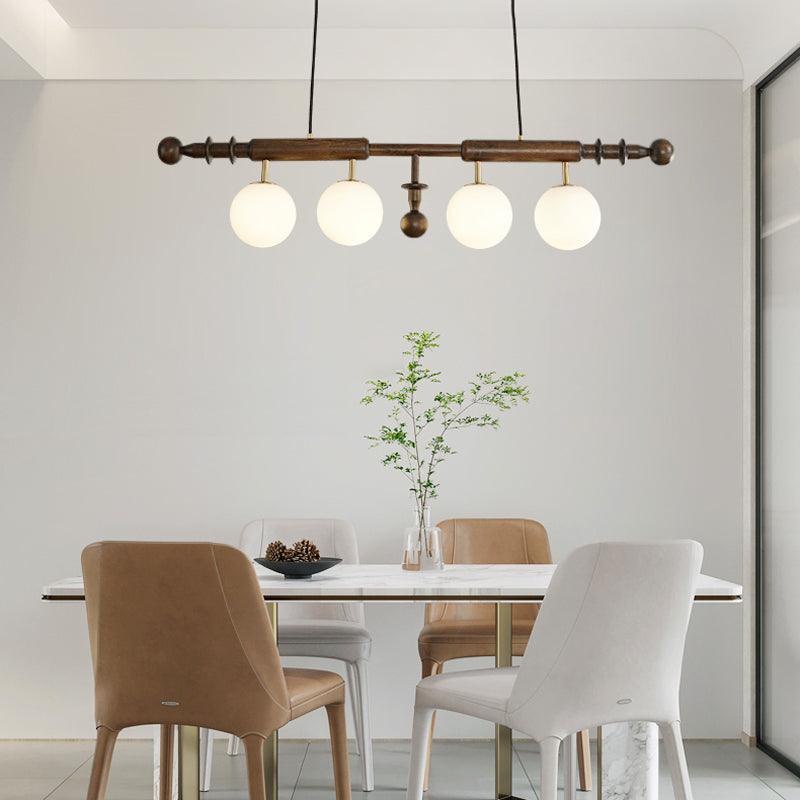 Elvalelle lampadario Colonna Romana legno di Noce vetro