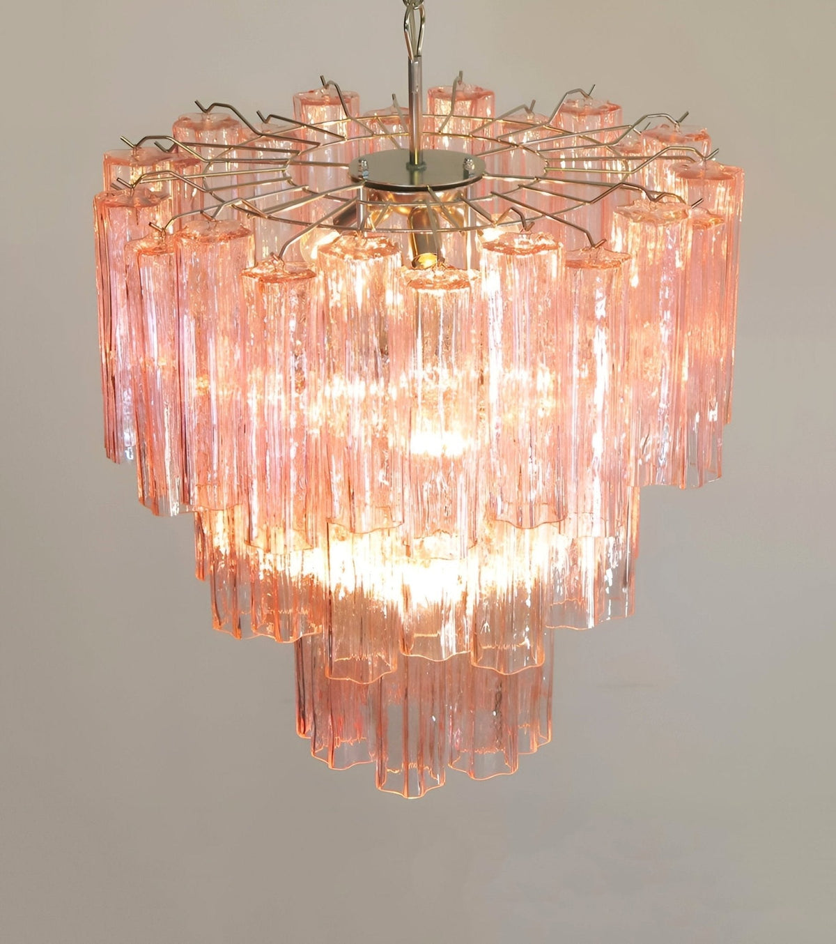 Veloraria lampadario Tubi in vetro Rosa Strati moderni