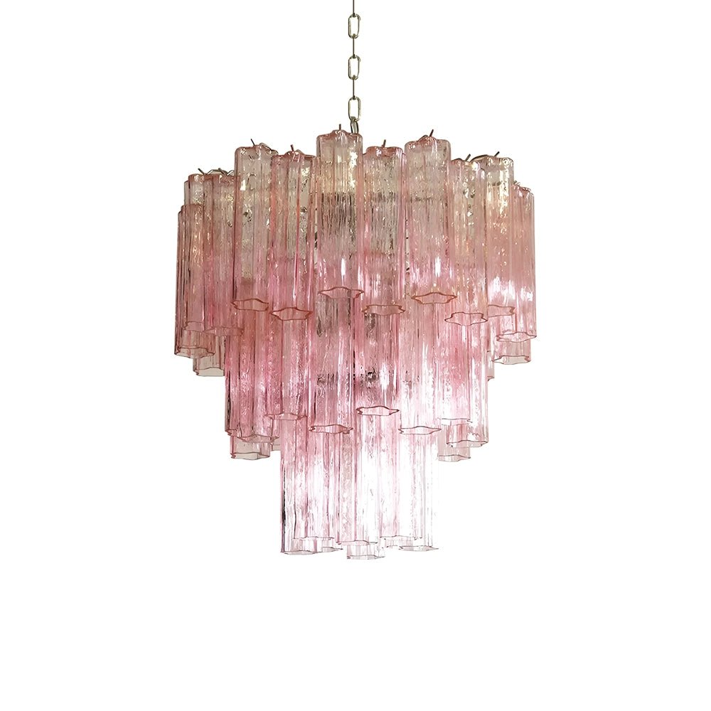 Veloraria lampadario Tubi in vetro Rosa Strati moderni