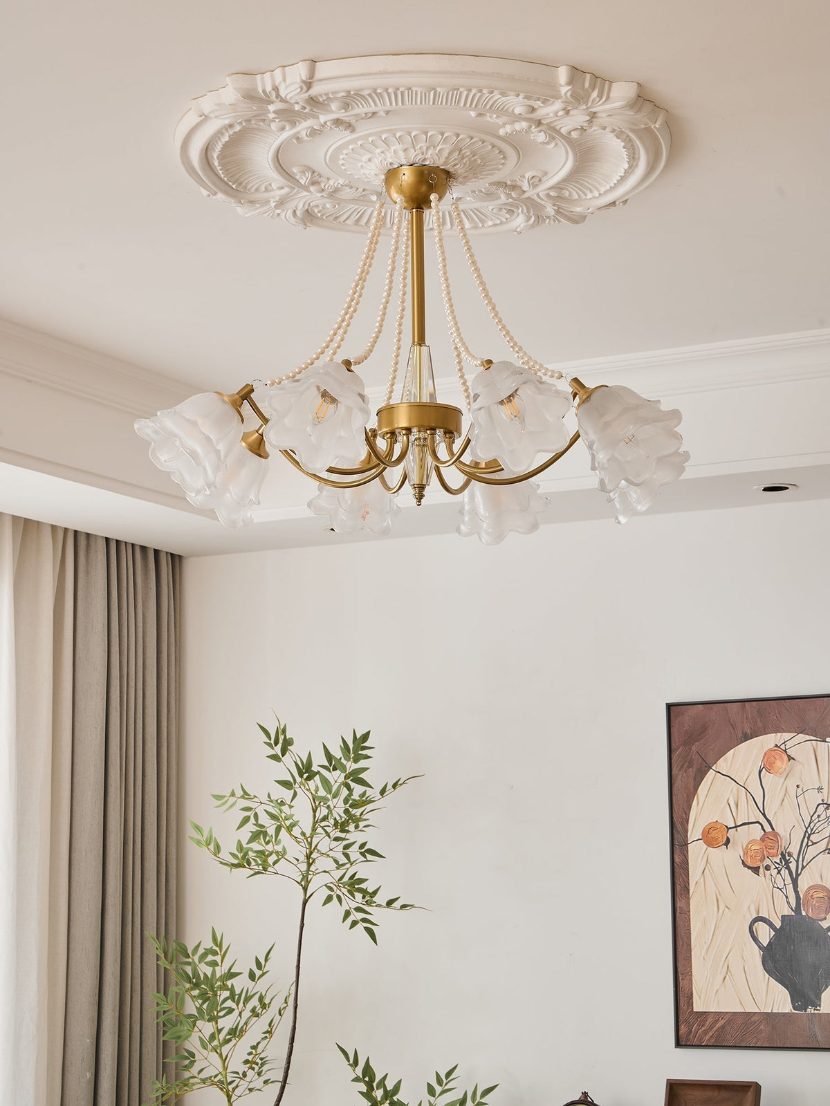 Allirila lampadario Eleganza vintage Bloom Perle vetro