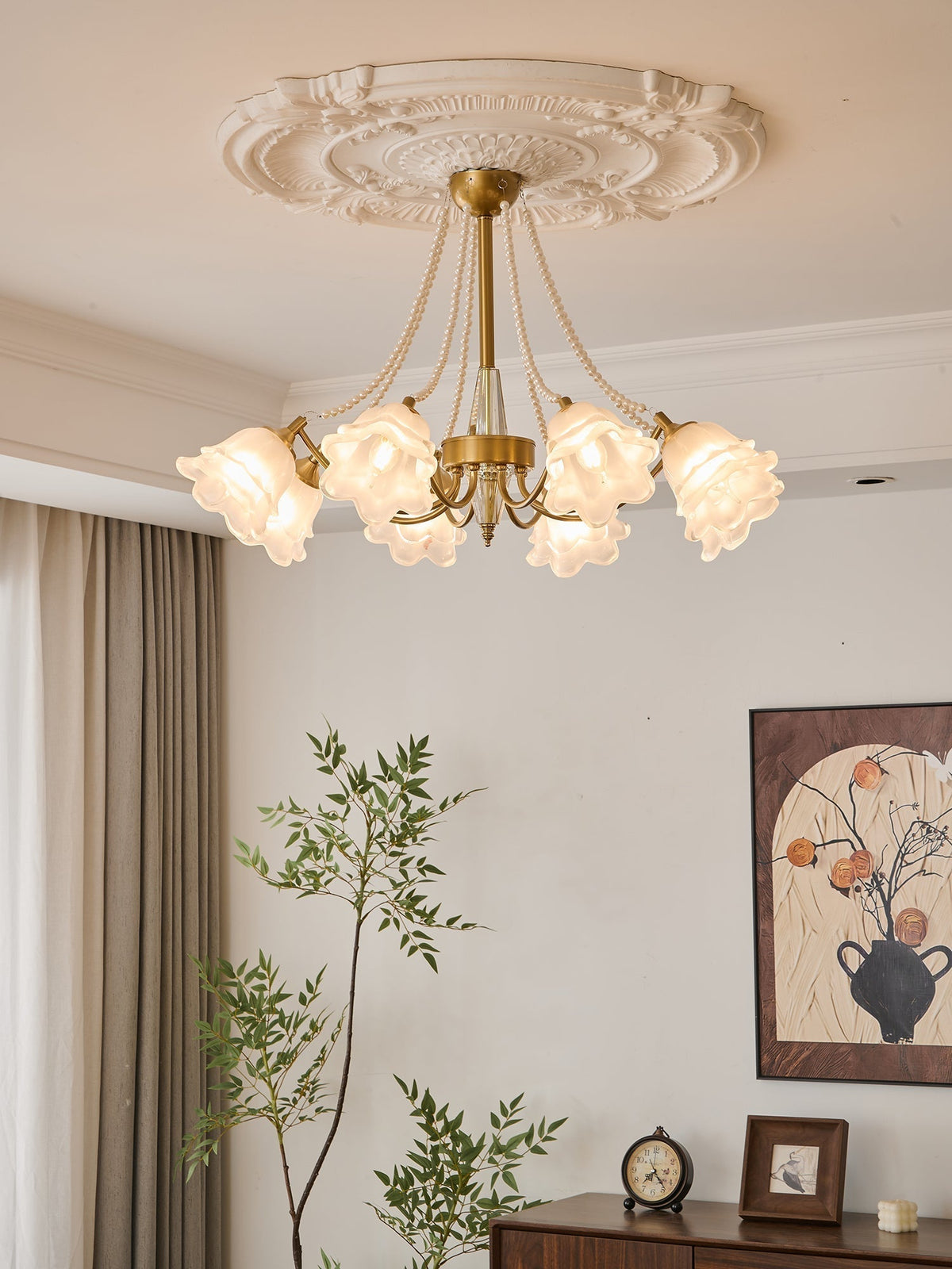 Allirila lampadario Eleganza vintage Bloom Perle vetro